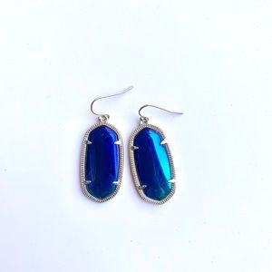 Elle Gold Drop Earrings Iridescent Blue